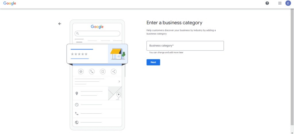 Choose a Business Category for  Google My Business
